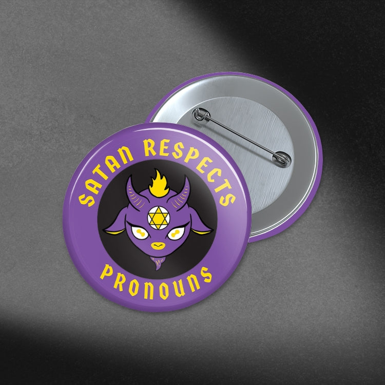 Satan Respects Pronouns -  1.75in Buttons