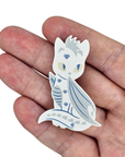 Alabaster the White Dragon Cat - Dyed Enamel Pin