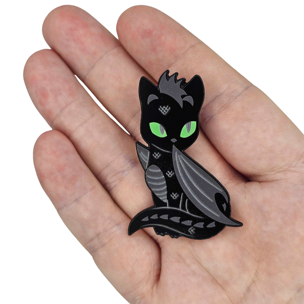 Void the Black Dragon Cat - Dyed Enamel Pin