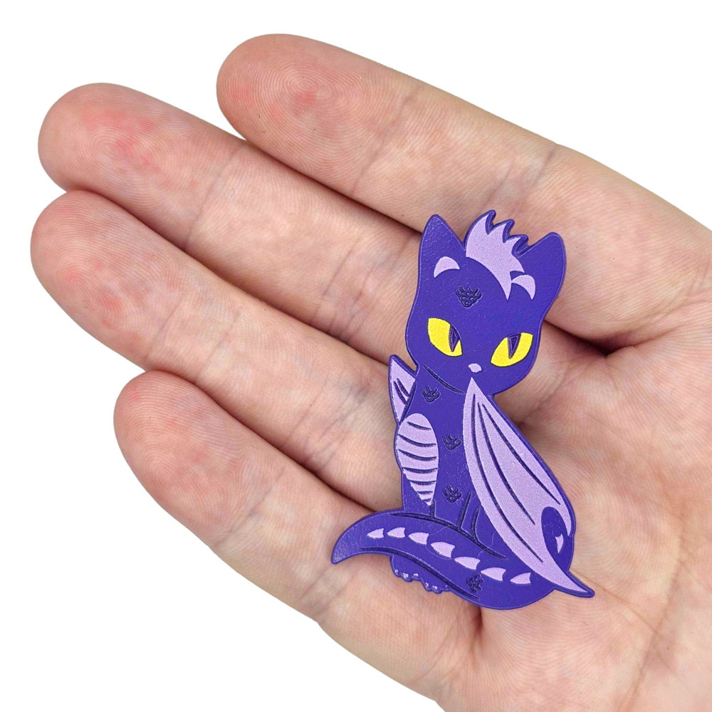 Violette the Purple Dragon Cat - Dyed Enamel Pin