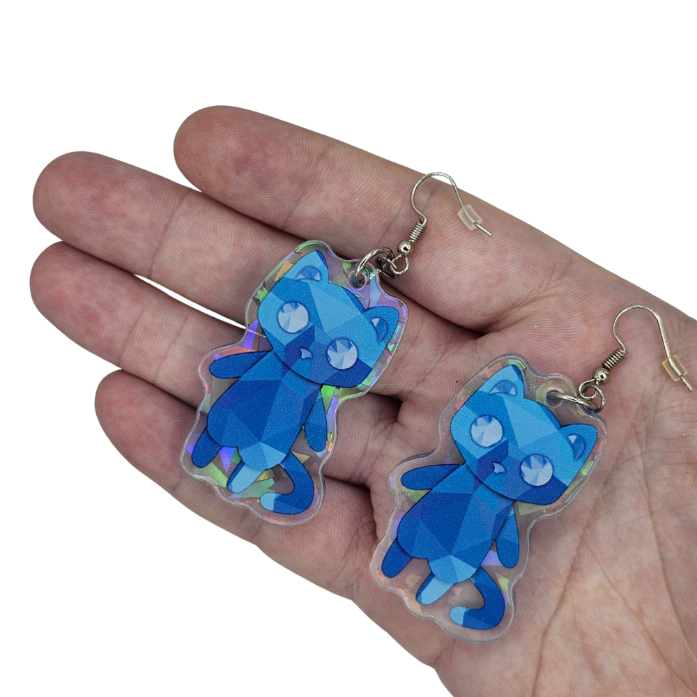 Sapphire the Crystal Cat - Earrings