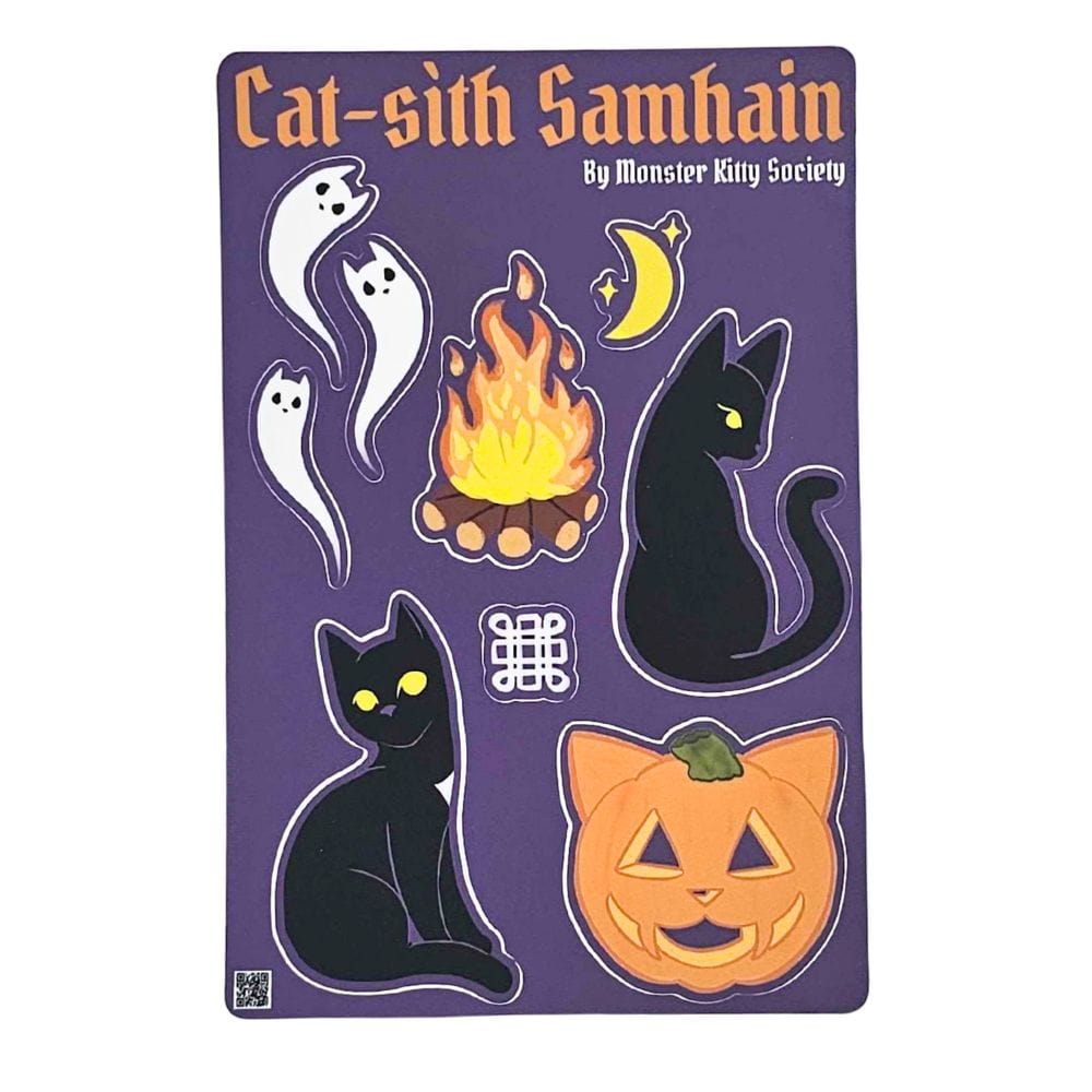 Cat-sith at Samhain - 6x4 Waterproof Vinyl Sticker Sheet