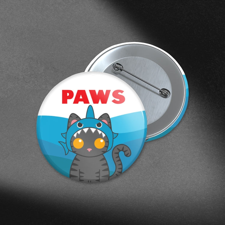 PAWS - Shark Hat Cat - 1.75in Button