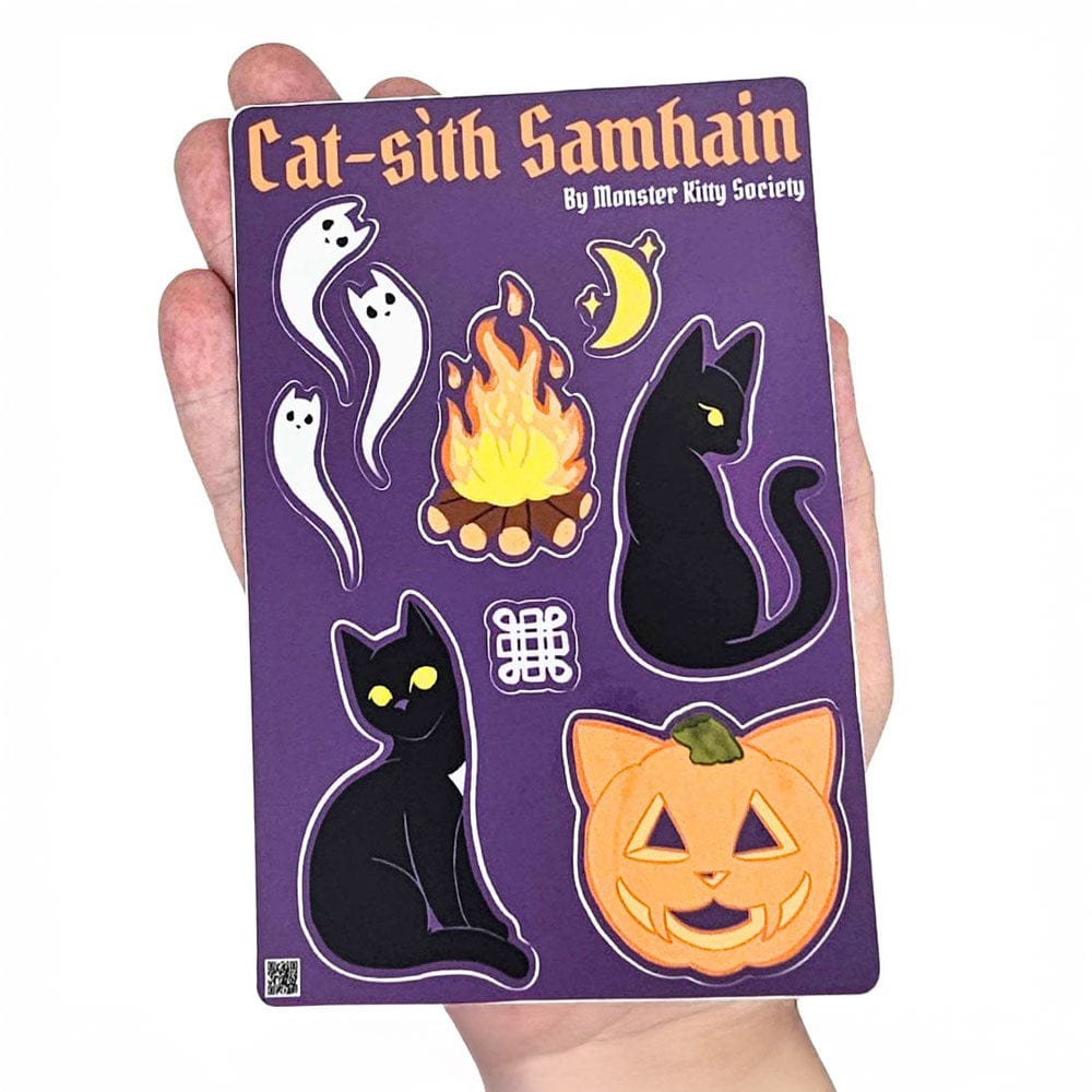 Cat-sith at Samhain - 6x4 Waterproof Vinyl Sticker Sheet
