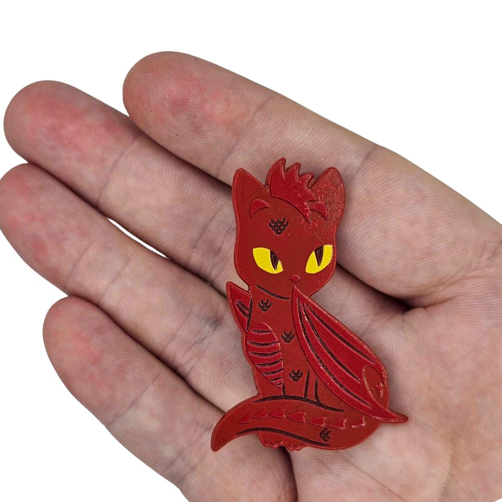 Scorch the Red Dragon Cat - Dyed Enamel Pin