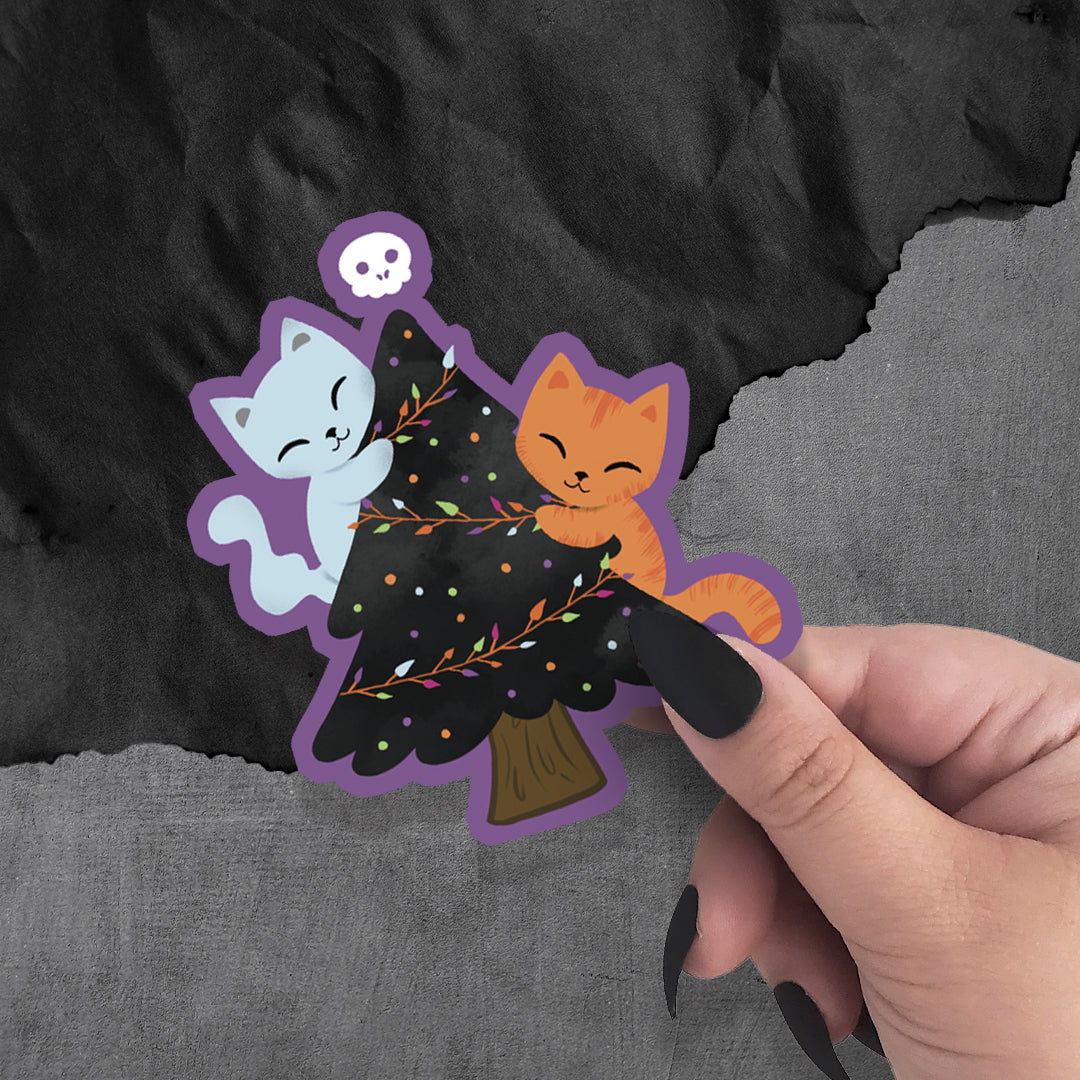 Catmas Tree Holographic Vinyl Sticker – Monster Kitty Society