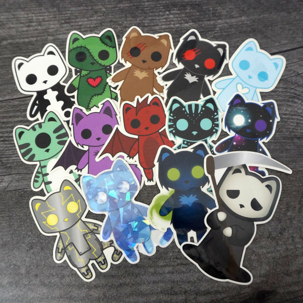 All Monster Kitties! 14 Clear Vinyl Sticker Set