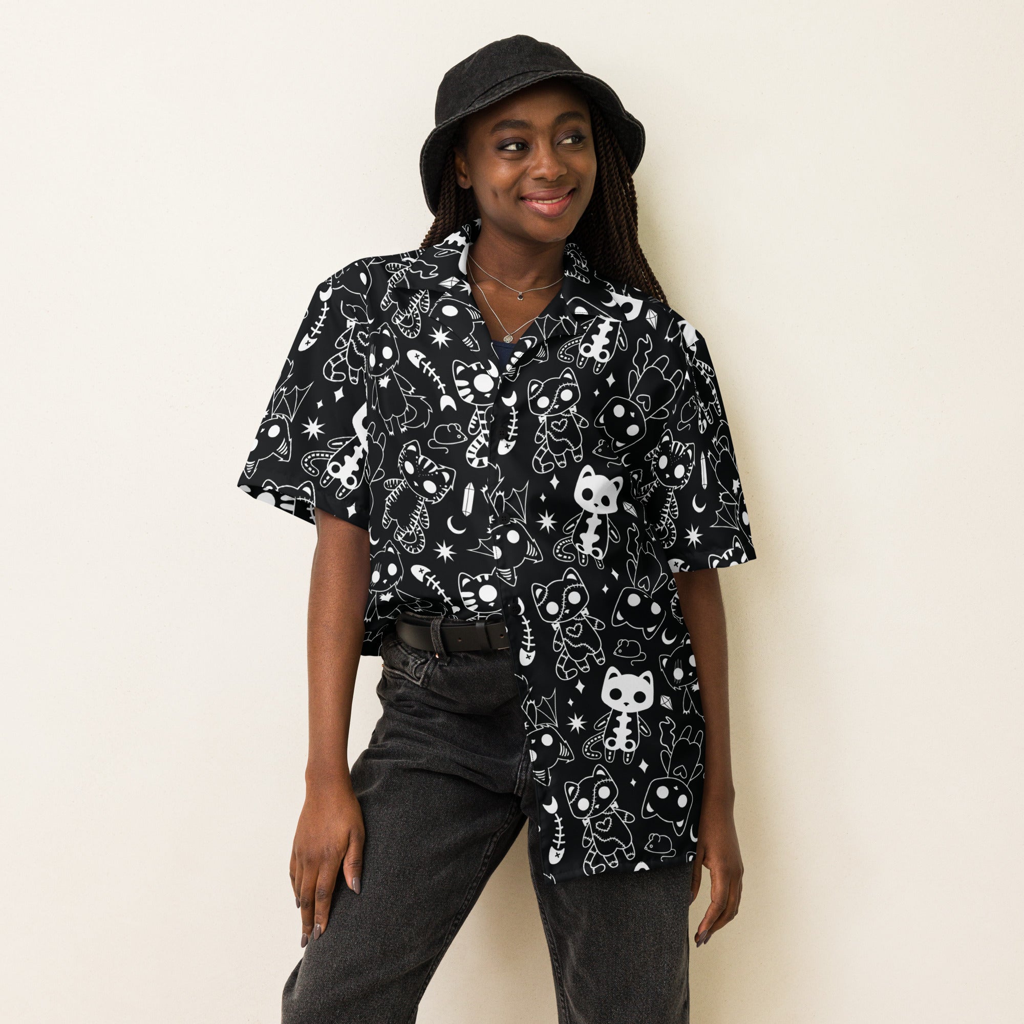 Monster Kitty Society Button-Up Unisex Shirt