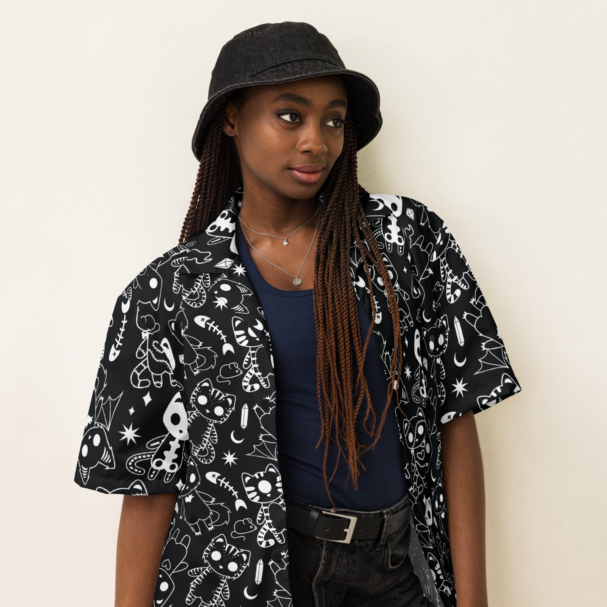 Monster Kitty Society Button-Up Unisex Shirt
