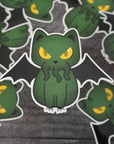 Cathulhu - Clear Vinyl Sticker - Spooky Cute Cthulhu Cat
