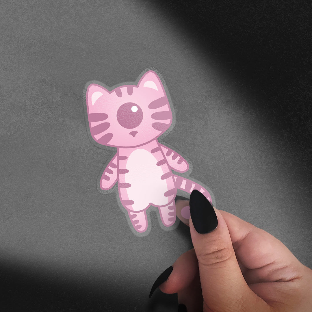 Spy the Color Changing Cyclops Cat - Spring Version - Clear Vinyl Sticker