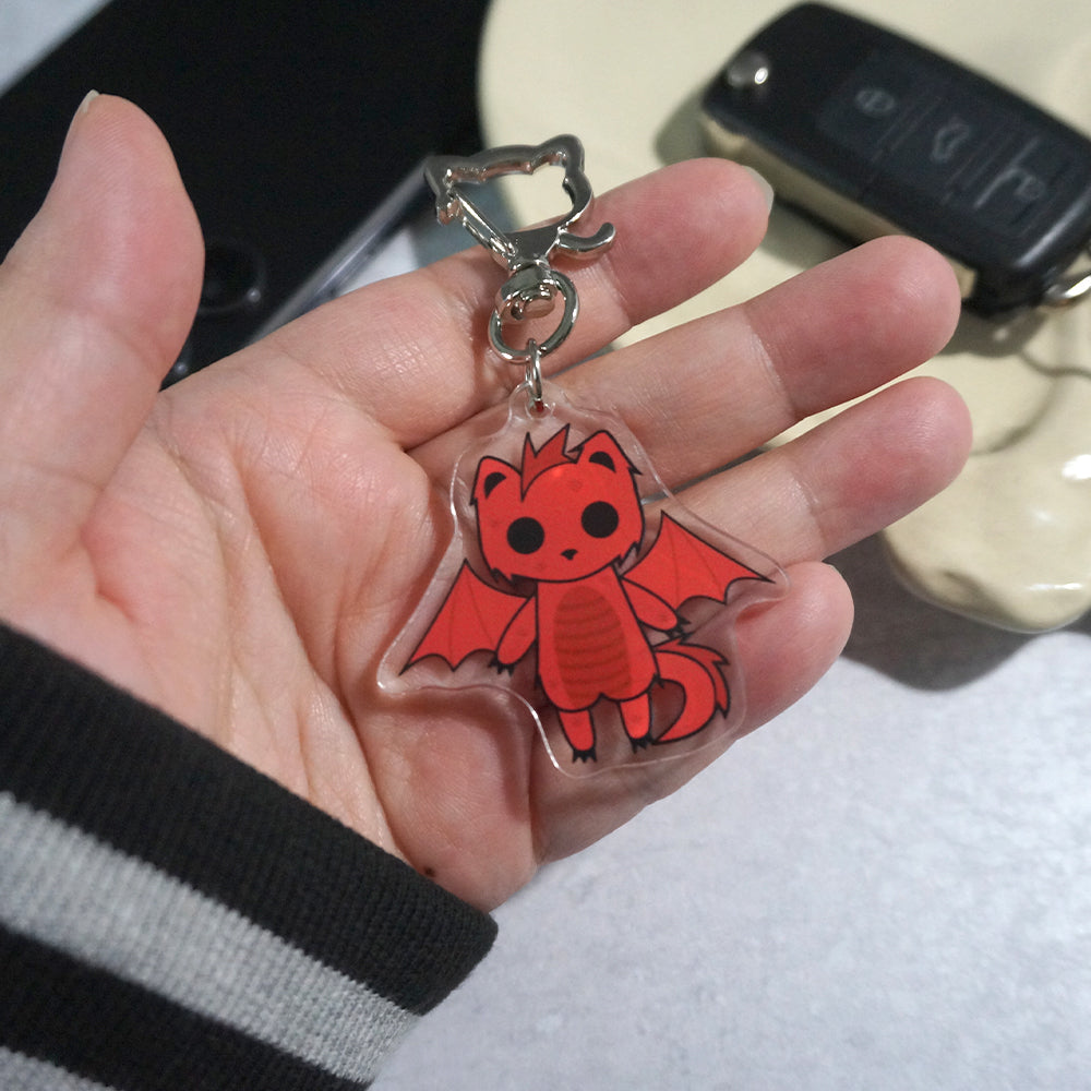 Scorch the Dragon Cat Keychain