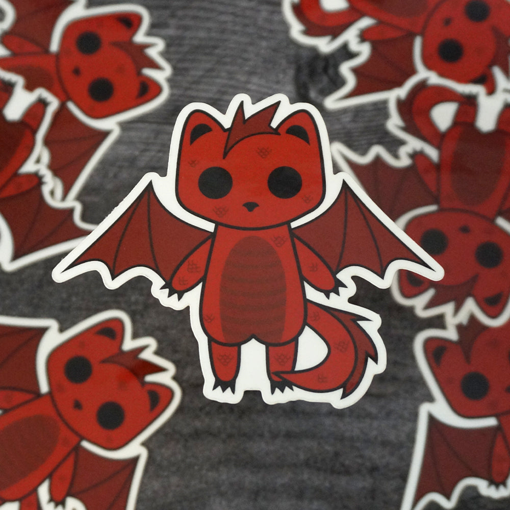 Scorch the Dragon Cat - Clear Vinyl Sticker