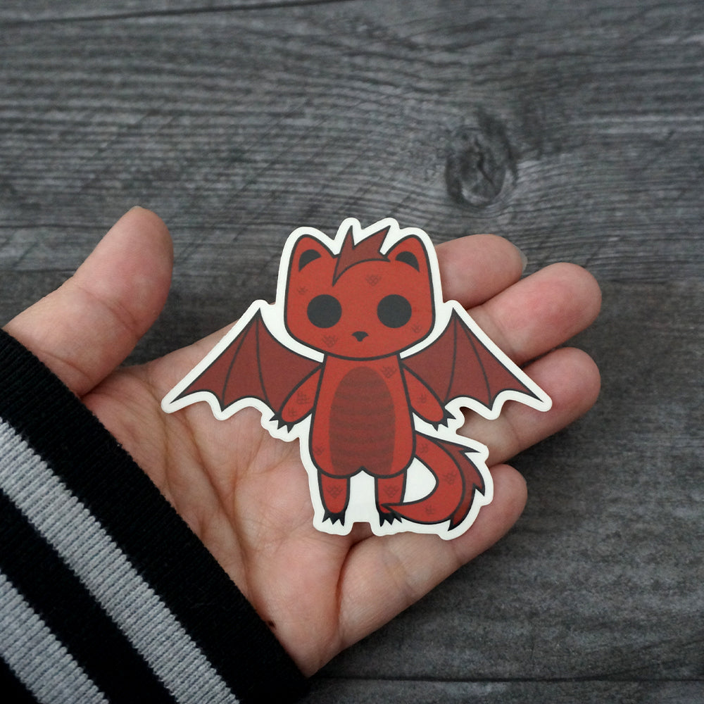 Scorch the Dragon Cat - Clear Vinyl Sticker