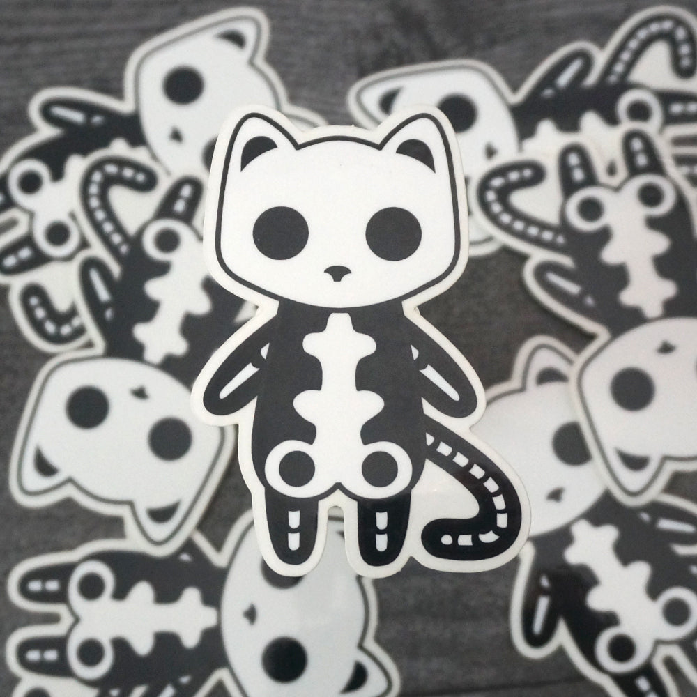 Socket the Skeleton Cat - Clear Vinyl Sticker
