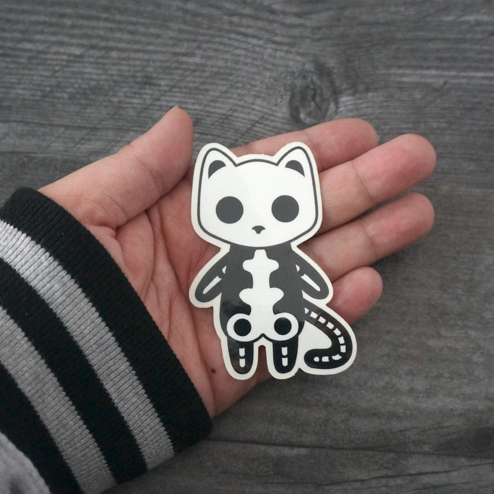 Socket the Skeleton Cat - Clear Vinyl Sticker