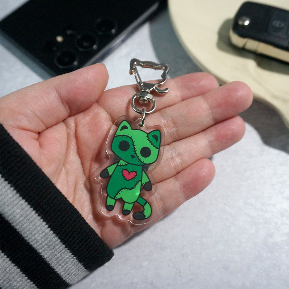 Stitches the Frankenstein Cat Keychain