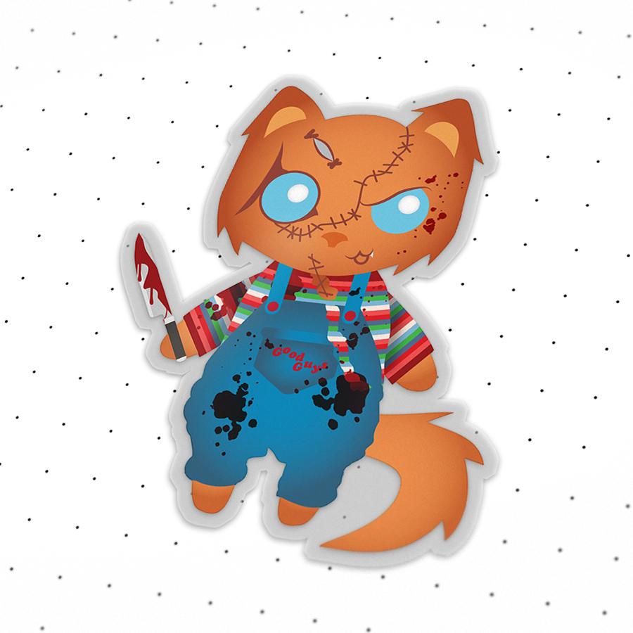 Monster Kitty Society Evil Chucky - Clear Vinyl Sticker