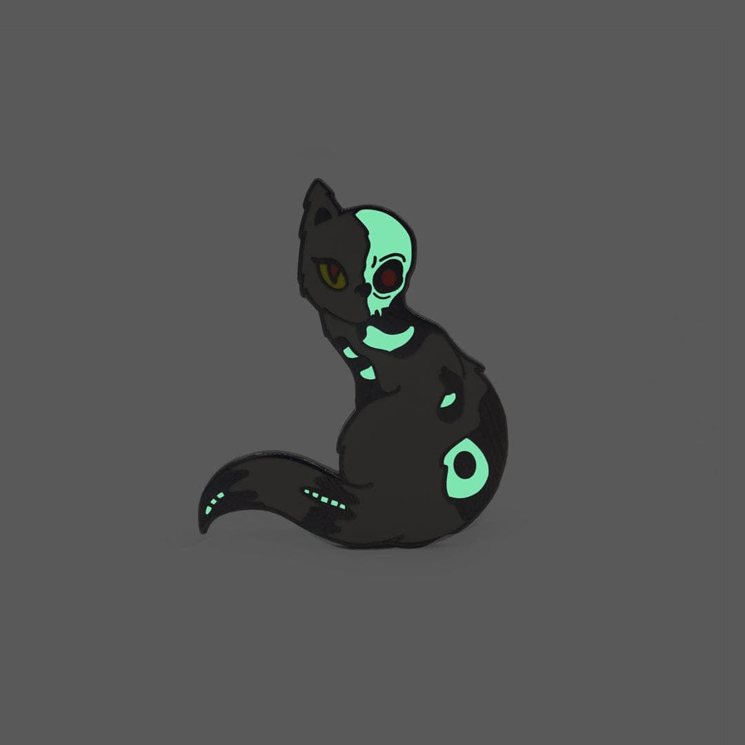 Monster Kitty Society Enamel Pin Glow In The Dark - Norse Goddess Hel Cat - Hard Enamel Pin