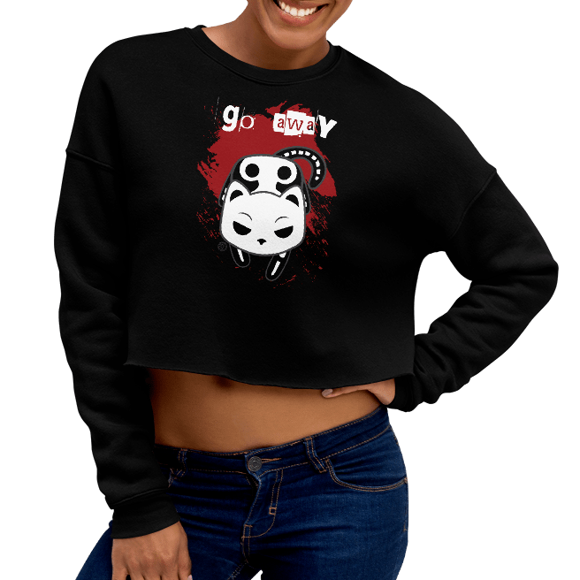 "Go Away" Socket the Skeleton Cat - Crop Sweatshirt by Monster Kitty Society.