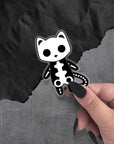 Monster Kitty Society Stickers Socket the Skeleton Cat - Clear Vinyl Sticker