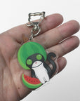 Watermelon Hat Cat Keychain