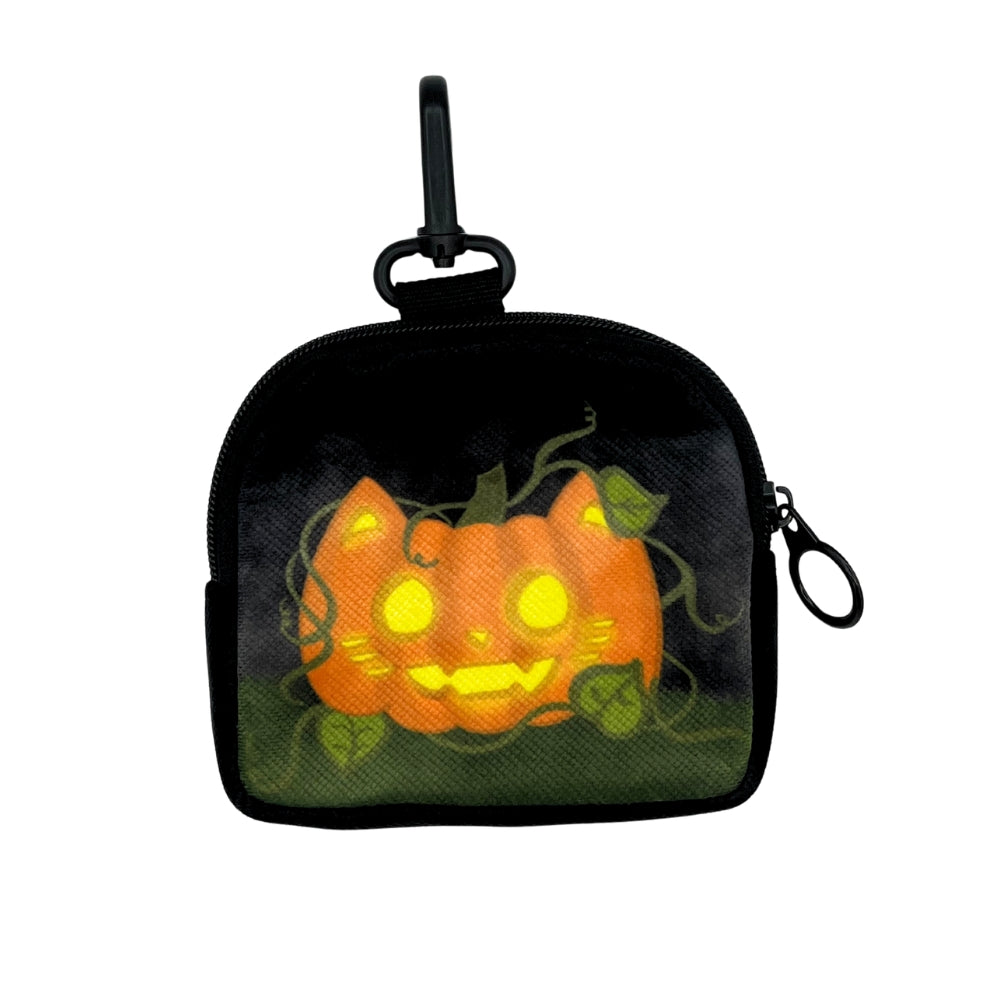 Jack-o'-lantern Cat Zip Pouch Clip Bag