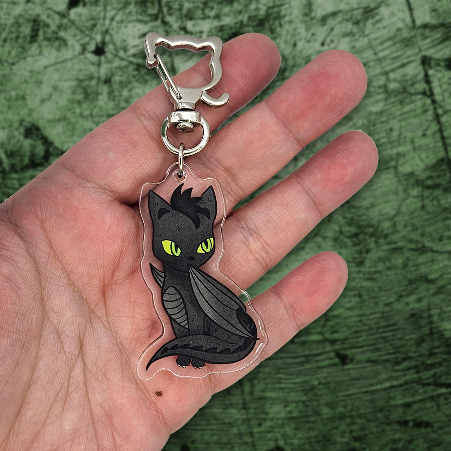 Black Dragon Cat Keychain