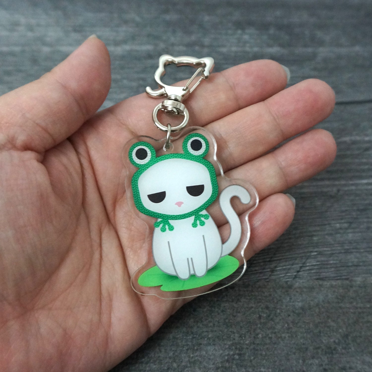 Frog Hat Cat Keychain
