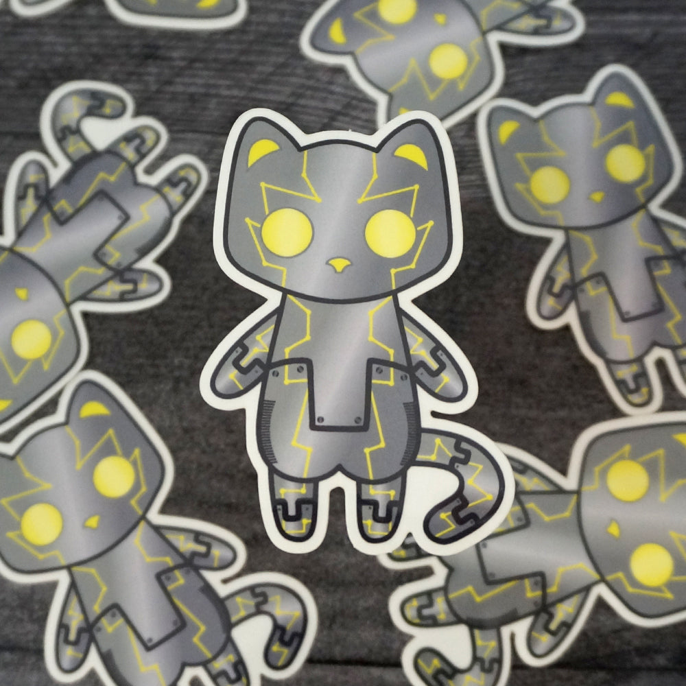 Servo the Robot Cat - Clear Vinyl Sticker