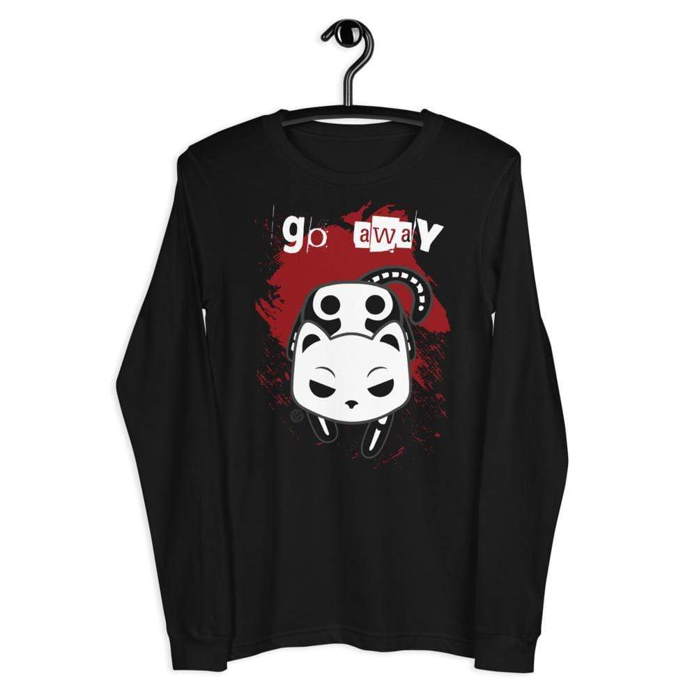 &quot;Go Away&quot; Socket the Skeleton Cat - Unisex Long Sleeve Tee by Monster Kitty Society.