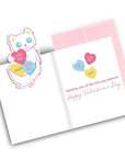 Monster Kitty Society Stickers Candy Hearts Cat Greeting Card + Sticker