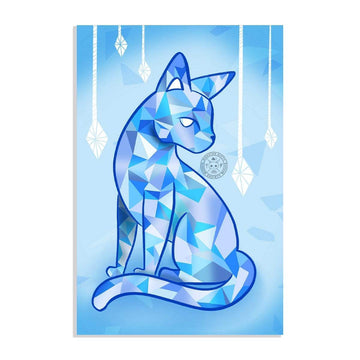 Monster Kitty Society Crystalized Cat, Sapphire  - Postcard Mini Art Print