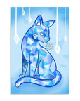 Monster Kitty Society Crystalized Cat, Sapphire  - Postcard Mini Art Print