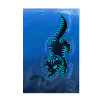 Monster Kitty Society Prints Deep Blue Sonar - Postcard Mini Art Print
