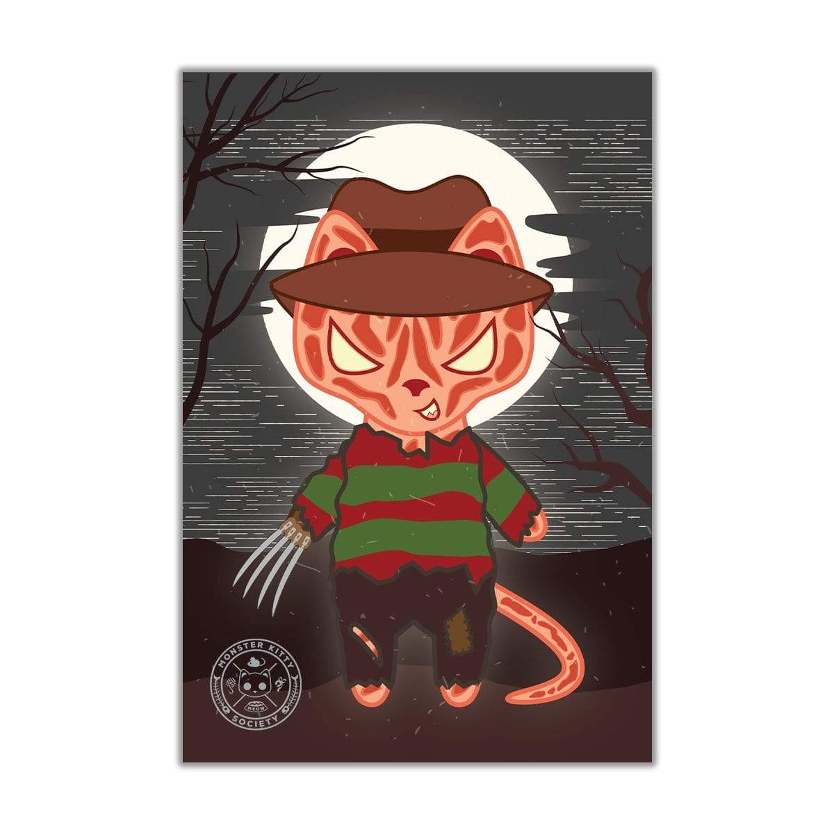 Monster Kitty Society Prints Fureddy Krueger - Postcard Mini Art Print