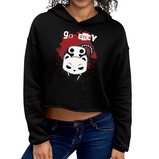 &quot;Go Away&quot; Socket the Skeleton Cat - Crop Hoodie by Monster Kitty Society.