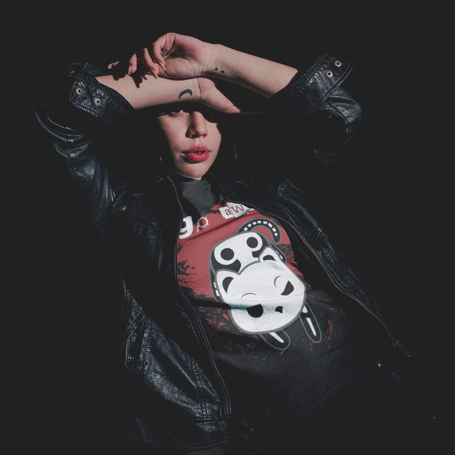 Printful Apparel "Go Away" Socket the Skeleton Cat Graphic T-Shirt (Unisex/Plus Size)