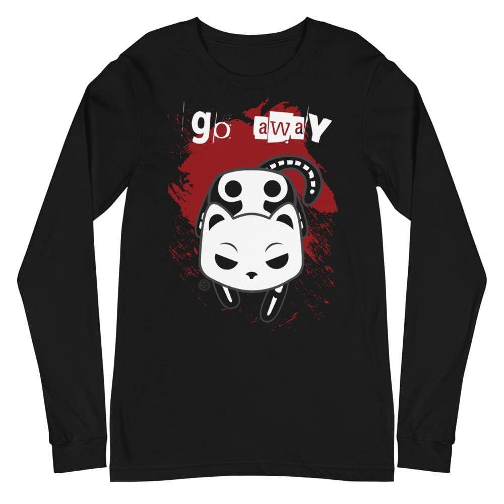 &quot;Go Away&quot; Socket the Skeleton Cat - Unisex Long Sleeve Tee by Monster Kitty Society.
