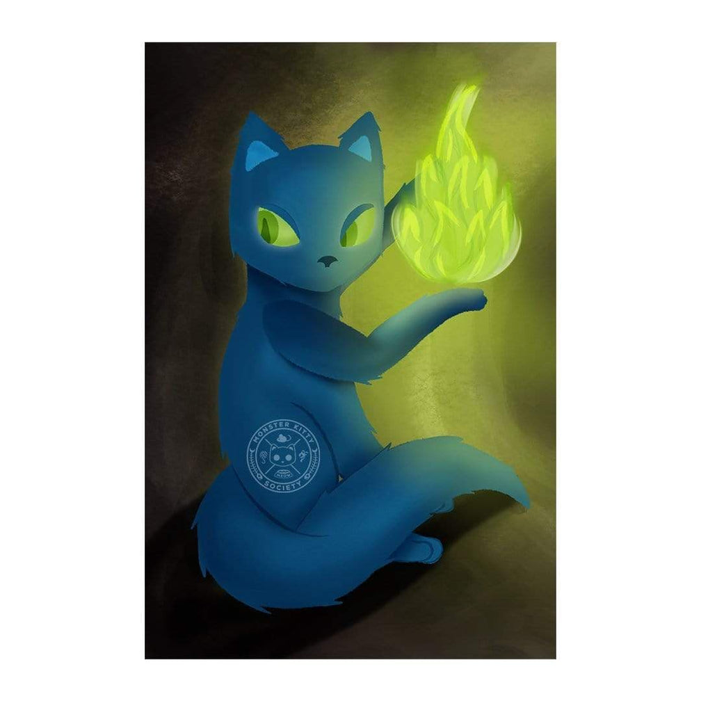 Monster Kitty Society Prints Into the Darkness - Sage - Postcard Mini Art Print