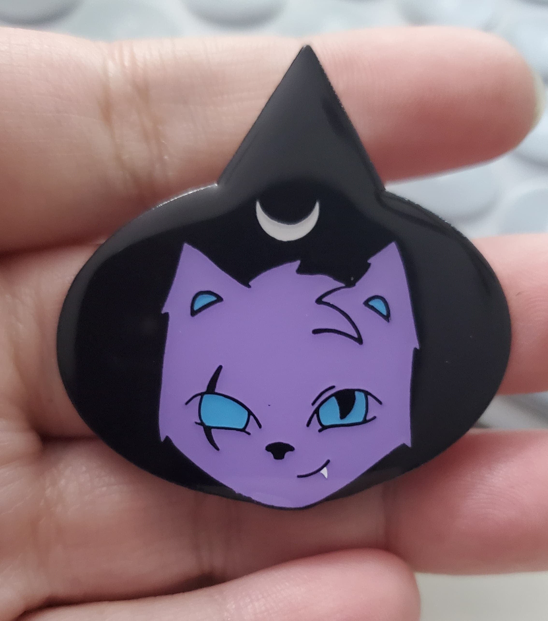 Monster Kitty Society Pins Purple Witch Cat &quot;Runa&quot; - Dyed Soft Enamel Pin