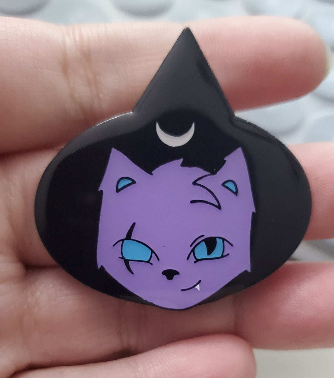Monster Kitty Society Pins Purple Witch Cat "Runa" - Dyed Soft Enamel Pin