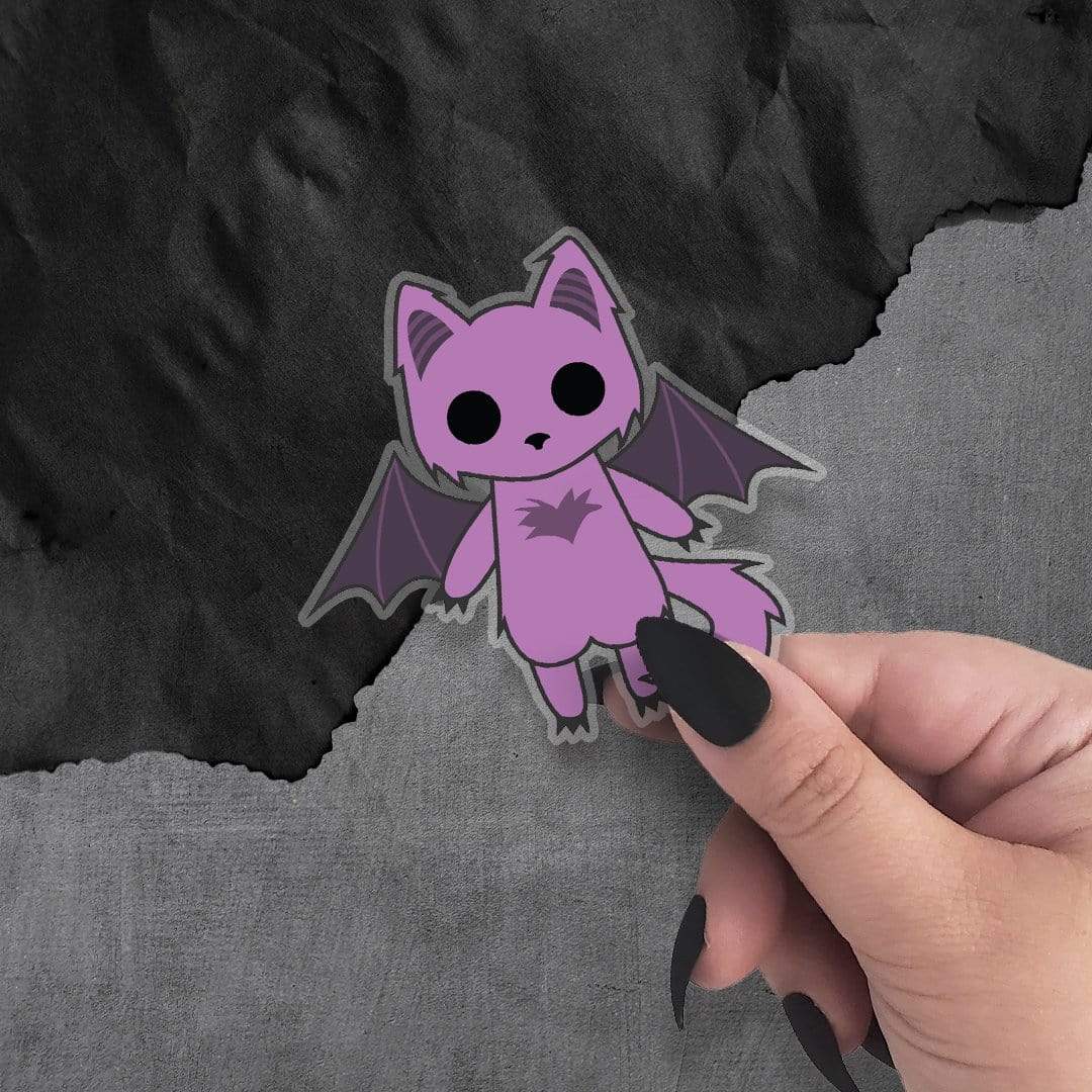 Monster Kitty Society Stickers Signal the Bat Cat - Clear Vinyl Sticker