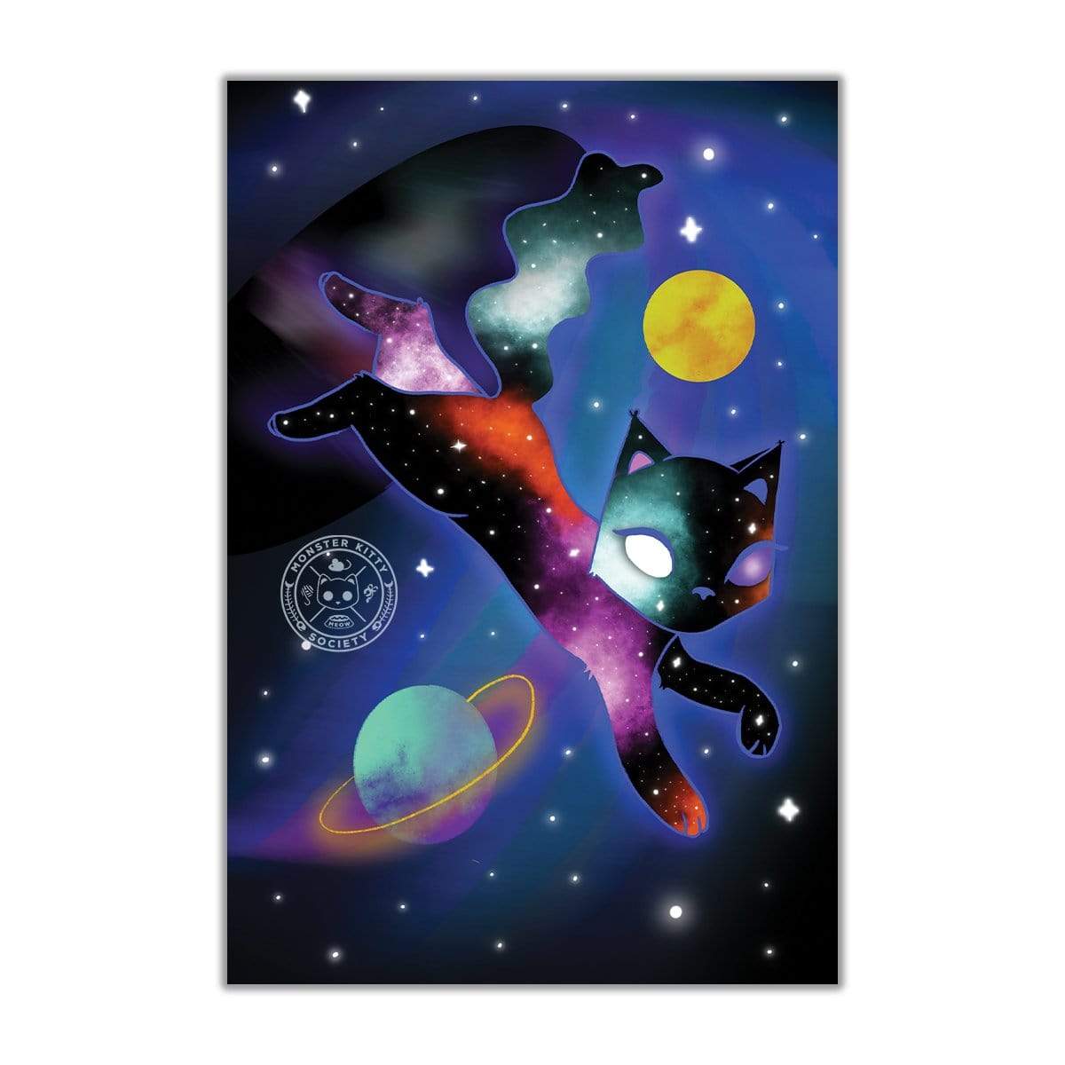 Monster Kitty Society Supernova&#39;s Space Adventure - Postcard Mini Art Print