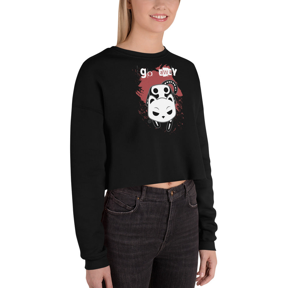 &quot;Go Away&quot; Socket the Skeleton Cat - Crop Sweatshirt