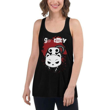"Go Away" Socket the Skeleton Cat Graphic Tank Top (Women's/Plus Size) by Monster Kitty Society.